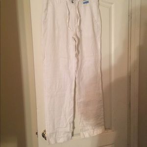 H&M White Linen Drawstring Pants